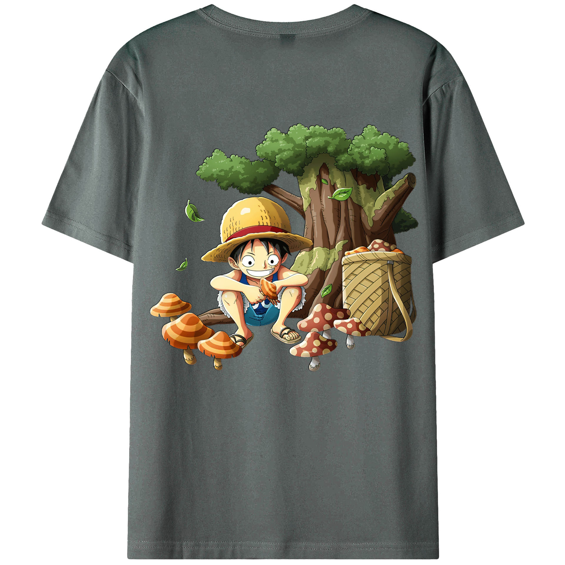 （画像用） ワンピース モンキー・D・ルフィ ONE PIECE Monkey D. Luffy 綿100％ メンズ半袖Tシャツ（バックプリント） 通気性
